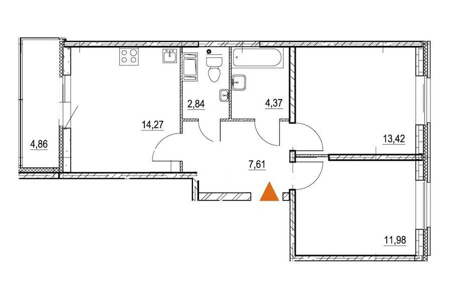 Двухкомнатная квартира в : площадь 56.92 м2 , этаж: 17 – купить в Санкт-Петербурге